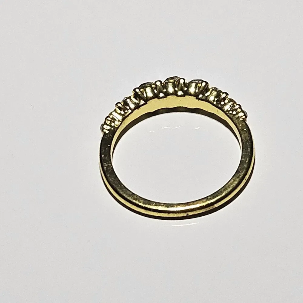 Gold Tone Clear Rhinestone Band Ring Size 7.5